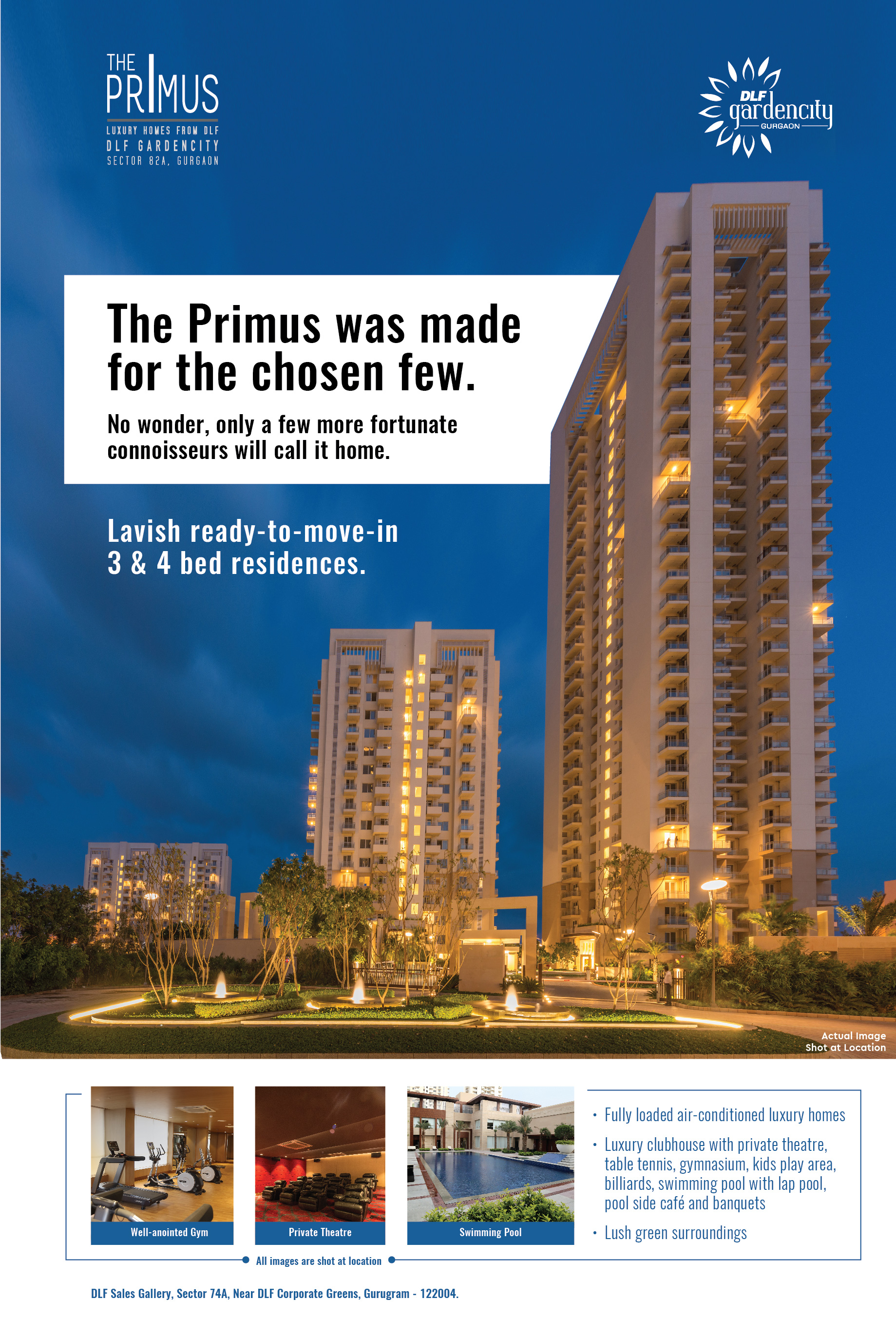 Live in Fully Loaded Ready To Move In Apartments at DLF Primus